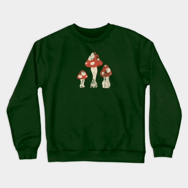 Simple Mushrooms Distressed Crewneck Sweatshirt by Jan Grackle